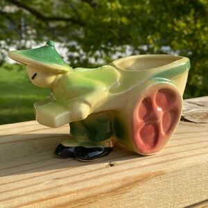 Vintage Shawnee Pottery USA #539 Asian Man Rickshaw Ceramic Planter